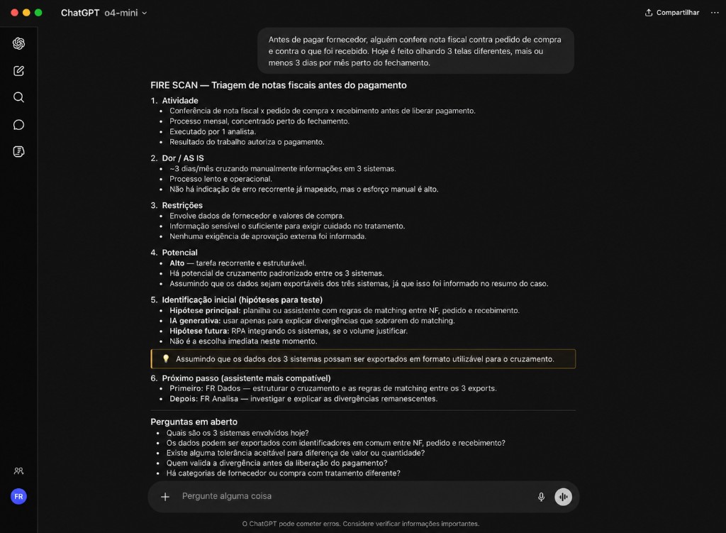 FIRE Scan analisando triagem de notas fiscais antes do pagamento